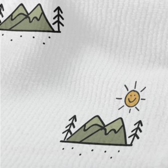 Hand Drawn Mountains And Sun Terry