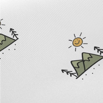 Hand Drawn Mountains And Sun Twill