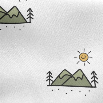 Hand Drawn Mountains And Sun Jersey Backed Fleece