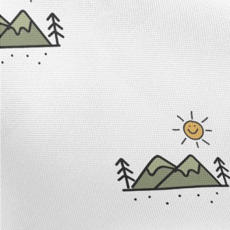 Hand Drawn Mountains And Sun Pongee