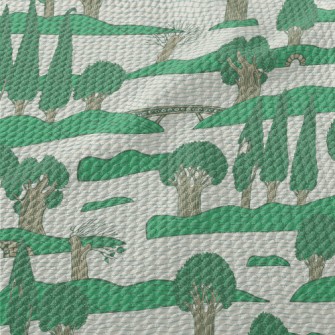Green Trees Island Birdseye Piqué