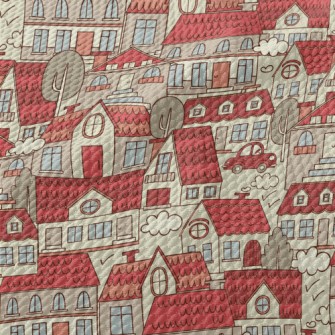 Red Roof Town Birdseye Piqué