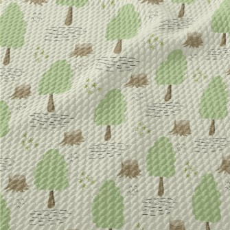 Hand Drawn Cartoon Forest Birdseye Piqué