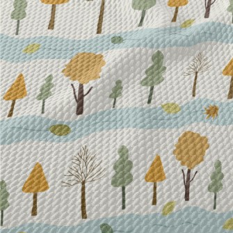 Autumn Forest And River Birdseye Piqué