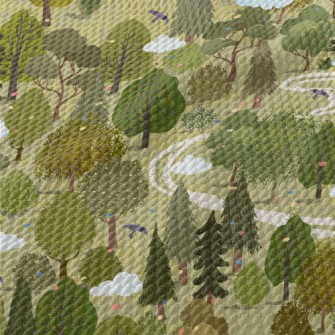 Hand Drawn Beautiful Forest Birdseye Piqué