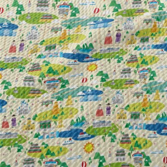 South Korea Tourist Map Birdseye Piqué