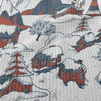 Winter Red Cottage Birdseye Piqué