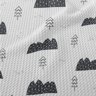 Lovely Winter Snow Mountains Birdseye Piqué