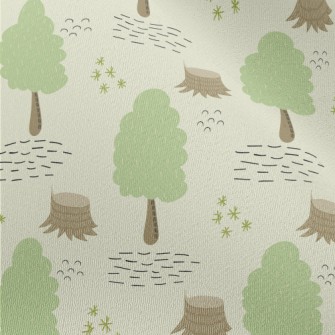 Hand Drawn Cartoon Forest Chiffon