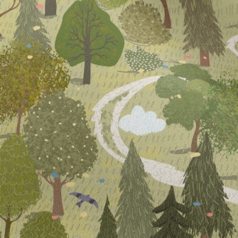 Hand Drawn Beautiful Forest Chiffon