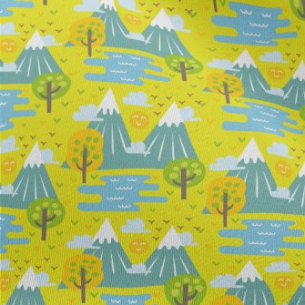 Cute Cartoon Mountains Chiffon