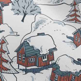 Winter Red Cottage Chiffon