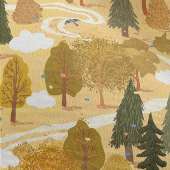 Hand Drawn Summer Forest Chiffon