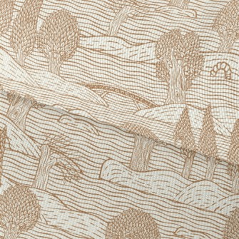 Retro Hand Drawn Landscape Waterproof Oxford