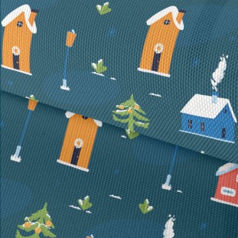 Winter Christmas Cottage Waterproof Oxford