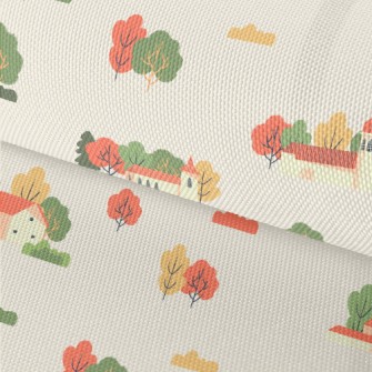 Hand Drawn Autumn Town Waterproof Oxford