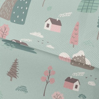 Hand Drawn Country Cottage Waterproof Oxford