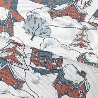 Winter Red Cottage Waterproof Oxford
