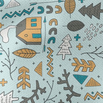 Hand Drawn Forest Cabin Waterproof Canvas