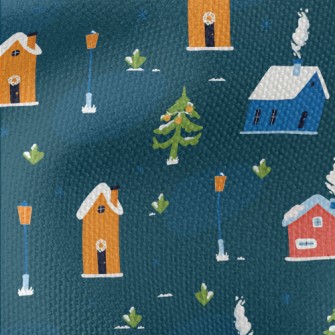 Winter Christmas Cottage Waterproof Canvas