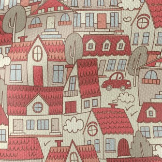 Red Roof Town Waterproof Canvas