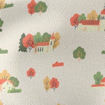 Hand Drawn Autumn Town Waterproof Canvas
