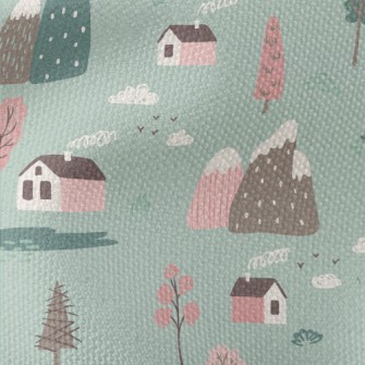 Hand Drawn Country Cottage Waterproof Canvas