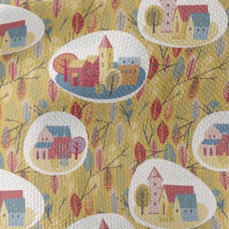 Autumn Rainy Town Waterproof Canvas