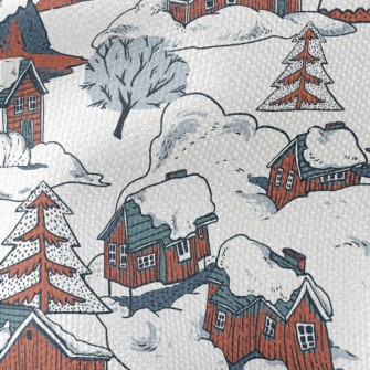 Winter Red Cottage Waterproof Canvas