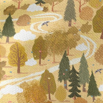 Hand Drawn Summer Forest Waterproof Canvas