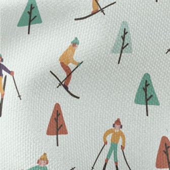 Hand Drawn Winter Skiing Waterproof Canvas