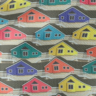 Colorful Cartoon Houses Waterproof Canvas