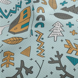 Hand Drawn Forest Cabin Athletic Mesh Flat Back