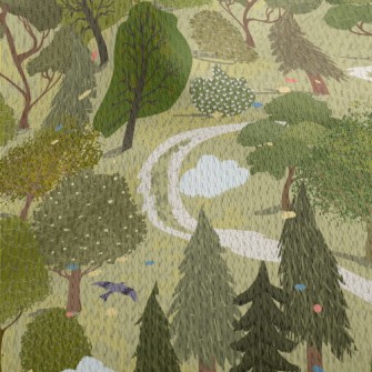 Hand Drawn Beautiful Forest Athletic Mesh Flat Back