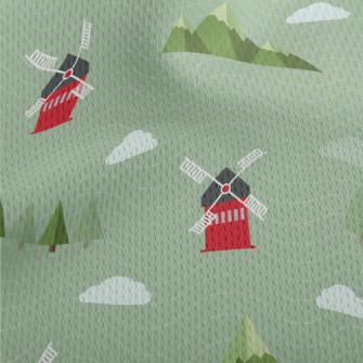 Cute Farm Windmill Athletic Mesh Flat Back