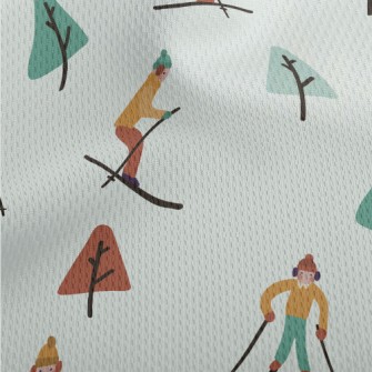 Hand Drawn Winter Skiing Athletic Mesh Flat Back