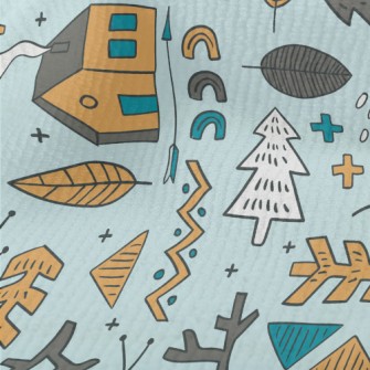 Hand Drawn Forest Cabin Terry