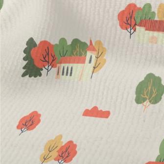 Hand Drawn Autumn Town Terry