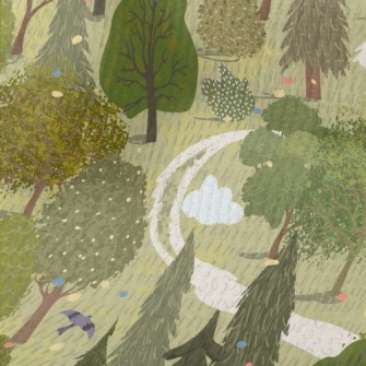 Hand Drawn Beautiful Forest Terry