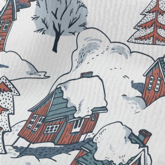 Winter Red Cottage Terry