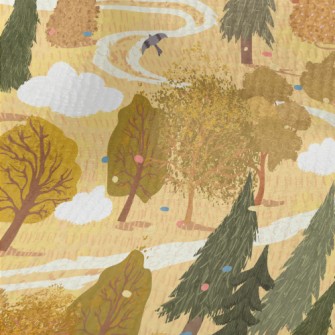 Hand Drawn Summer Forest Terry