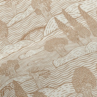 Retro Hand Drawn Landscape Performance Linen