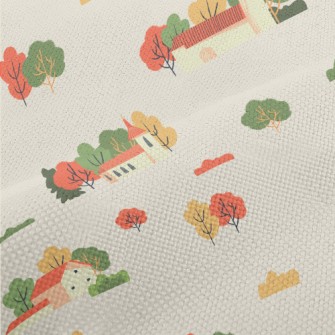 Hand Drawn Autumn Town Performance Linen