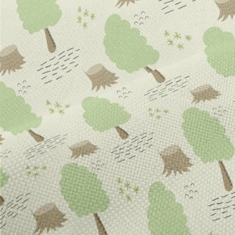 Hand Drawn Cartoon Forest Performance Linen
