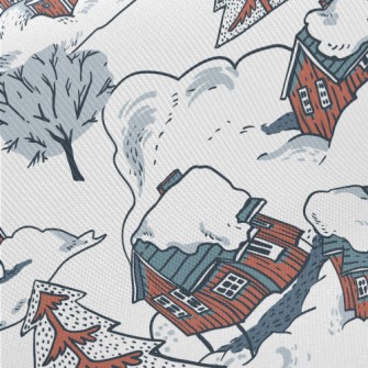 Winter Red Cottage Twill
