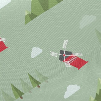 Cute Farm Windmill Twill