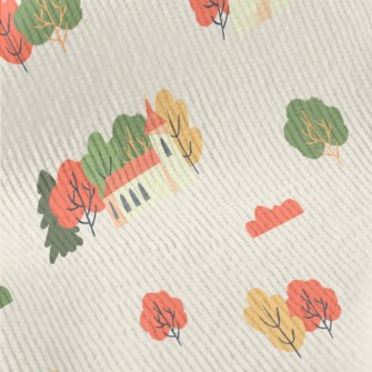 Hand Drawn Autumn Town Standard Corduroy