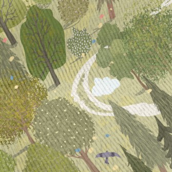 Hand Drawn Beautiful Forest Standard Corduroy