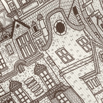 Hand Drawn Village Buildings Standard Corduroy
