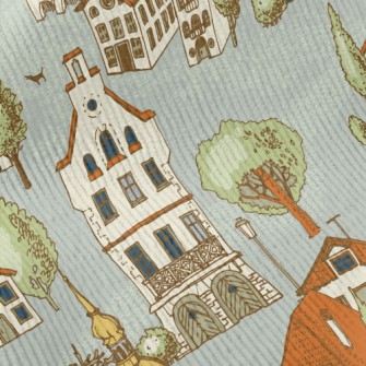 Hand Drawn Beautiful Town Standard Corduroy